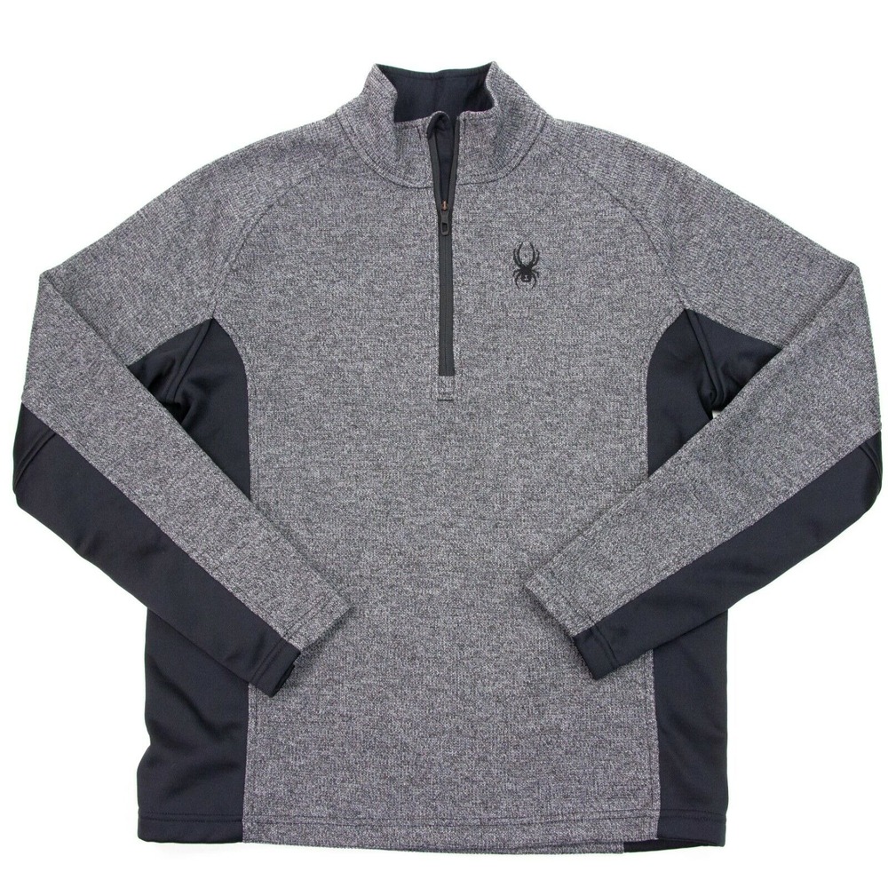 Spyder Mens L Gray Outbound 1/4 Zip Pullover Fleece‎ Lined Sweater